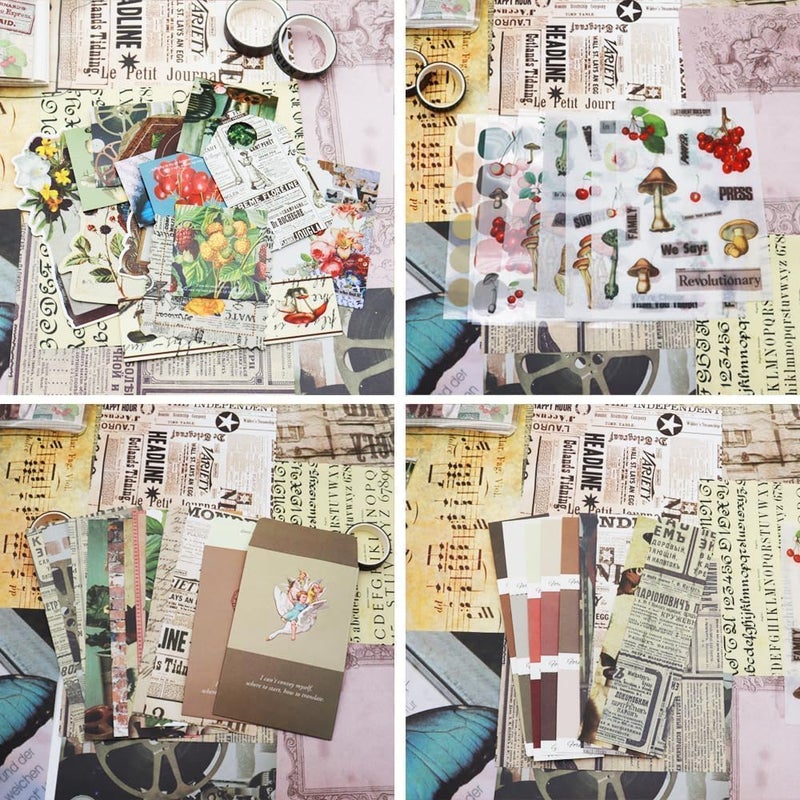 CESITRA Journal Scrapbook Kit | Vintage Aesthetic Scrapbook Kit | Journal Supplies with Scrapbooking Paper Birthday Craft Gift | Scrapbook for Kids Girl (Forest Rain Song/Plant Scrapbook) - Image 4
