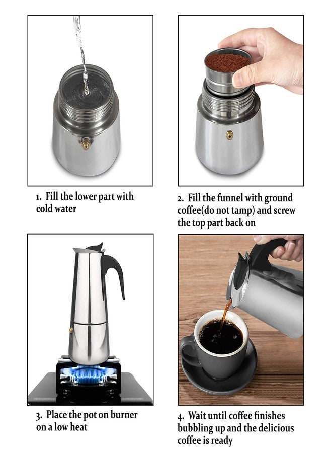 elabo Stovetop Espresso Machine and Moka Pot for Gas or Electric Ceramic Stovetop, Italian Espresso Coffee Shot Maker for Italian Espresso, Cappuccino and Latte, Stainless Steel 304, 10 Cups - Image 5