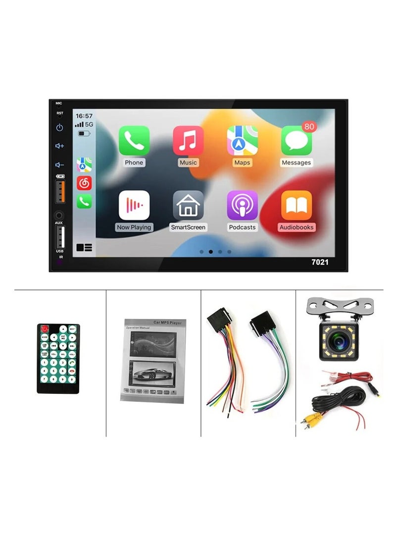 Mp5 Multimedia Player For Car, Dual Usb 7 Inch Capacitive Screen For Car, Durable Bluetooth TF Card Car Stereo Double Din Touch Screen, (Carplay MP5 Cam) - Image 1