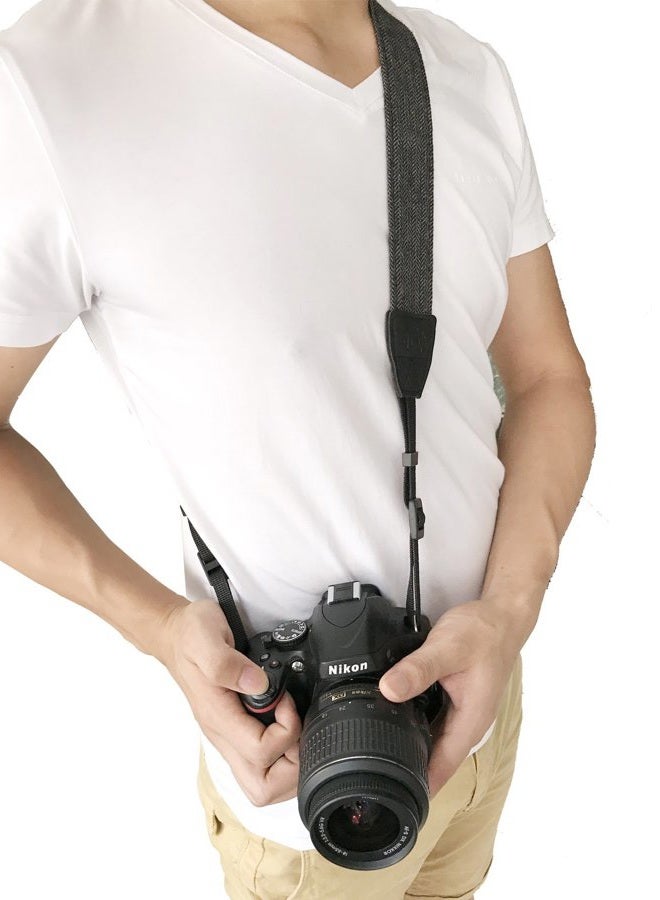 Alled XN01-0943 Neck Shoulder Belt Strap, Vintage Print Soft Colorful Camera Straps for Women/Men, All DSLR/Nikon/Canon/Sony/Olympus/Samsung/Pentax/Olympus, Black - Image 4