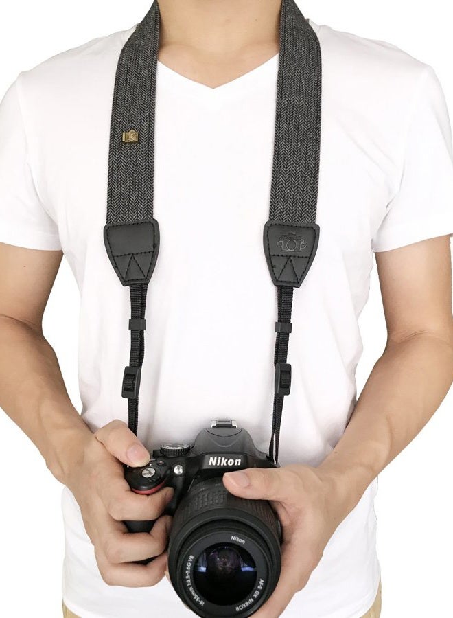 Alled XN01-0943 Neck Shoulder Belt Strap, Vintage Print Soft Colorful Camera Straps for Women/Men, All DSLR/Nikon/Canon/Sony/Olympus/Samsung/Pentax/Olympus, Black - Image 5