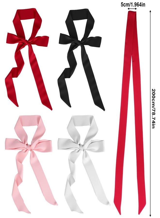 Zelphvt 4 Pcs Satin Robe Belt Replacement, Sash Belt Long Sash for Bathrobe, Wedding Dress, Bridal Waist, Special Occasion Accessories, White, Black, Rose Red, Leather Pink 79 x 2 Inches - Image 2