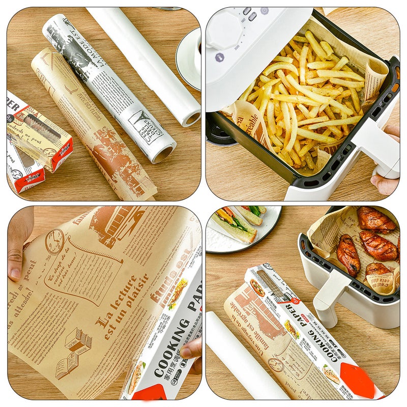 1 Roll Baking Paper Pads Air Fryer Papers Oil Baking Mats Parchment Papers for Kitchen - Image 4