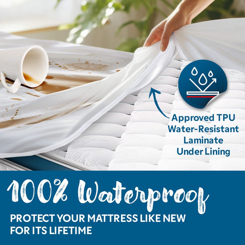 Guardmax Zippered Mattress Encasement - Queen Size - 100% Waterproof and Bed Bug Proof Mattress Protector - 6 Sided Absorbent Mattress Cover - Bed Sheet is Soft, Breathable, and Hypoallergenic. - Image 4