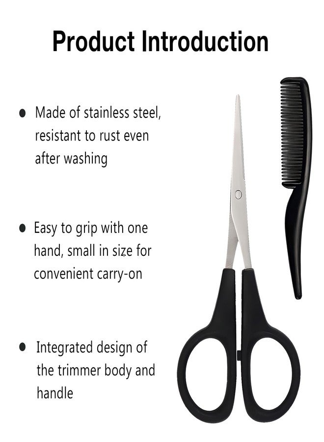 Kootinn 2 Pack Men's Beard & Mustache Scissors & Mini Comb Trimming Kit Black 4 inch - Image 5