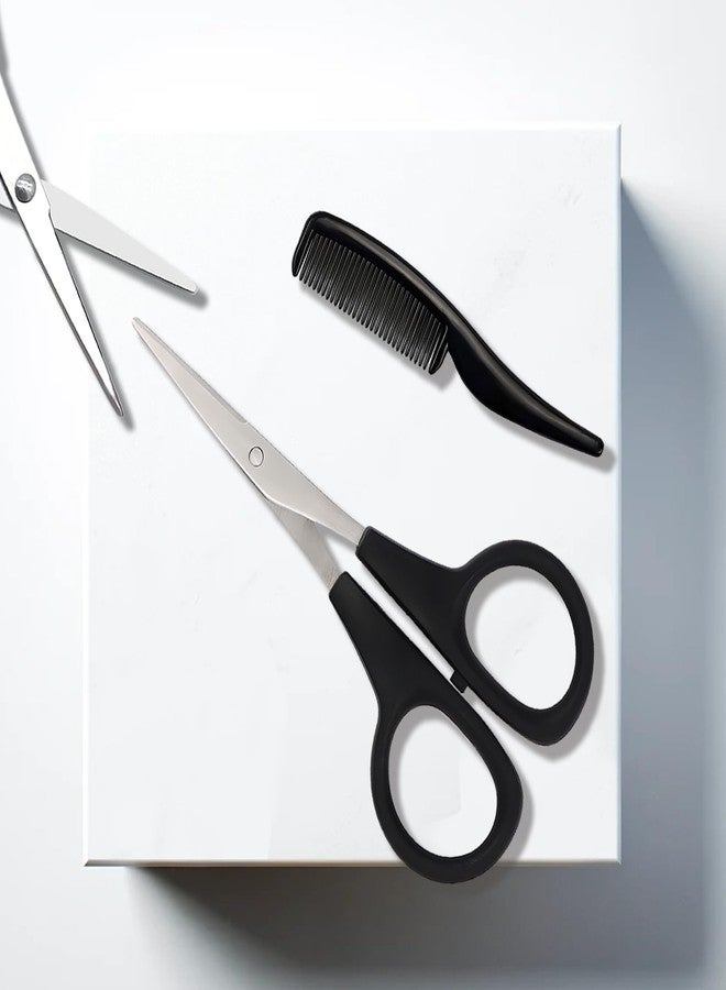 Kootinn 2 Pack Men's Beard & Mustache Scissors & Mini Comb Trimming Kit Black 4 inch - Image 4