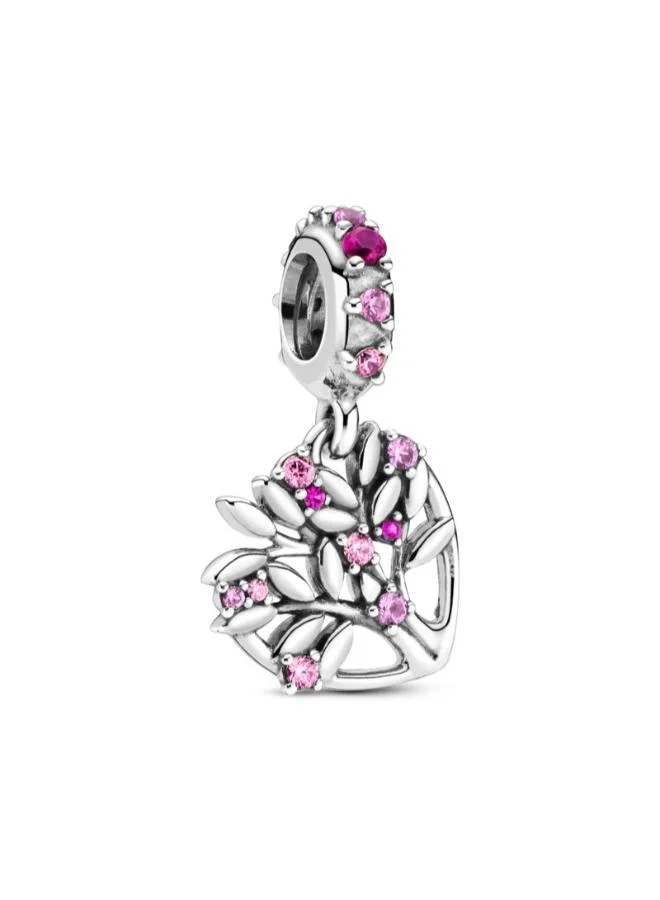 باندورا Pink Heart Family Tree Dangle Charm