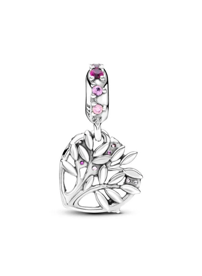 باندورا Pink Heart Family Tree Dangle Charm