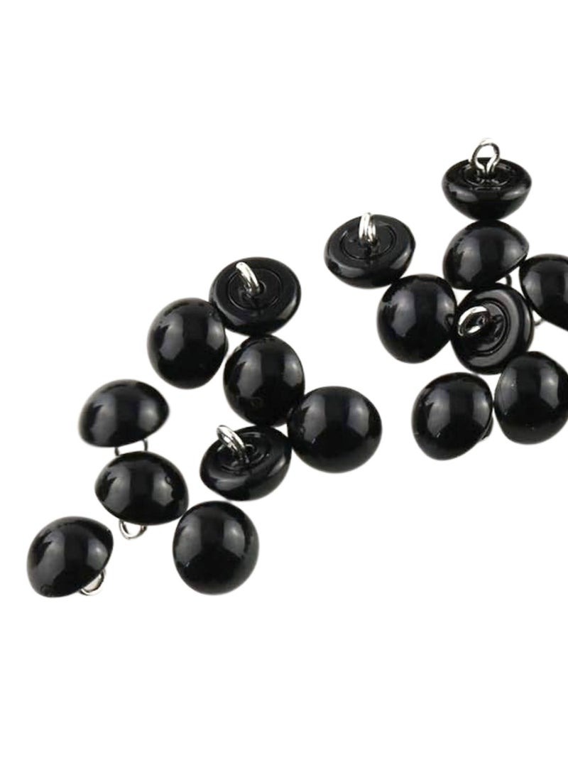 50x Premium Half Ball Pearl Buttons with Metal Shank - Bridal, Dressmaking, Abaya, DIY, 0.8MM (Black) - Image 1