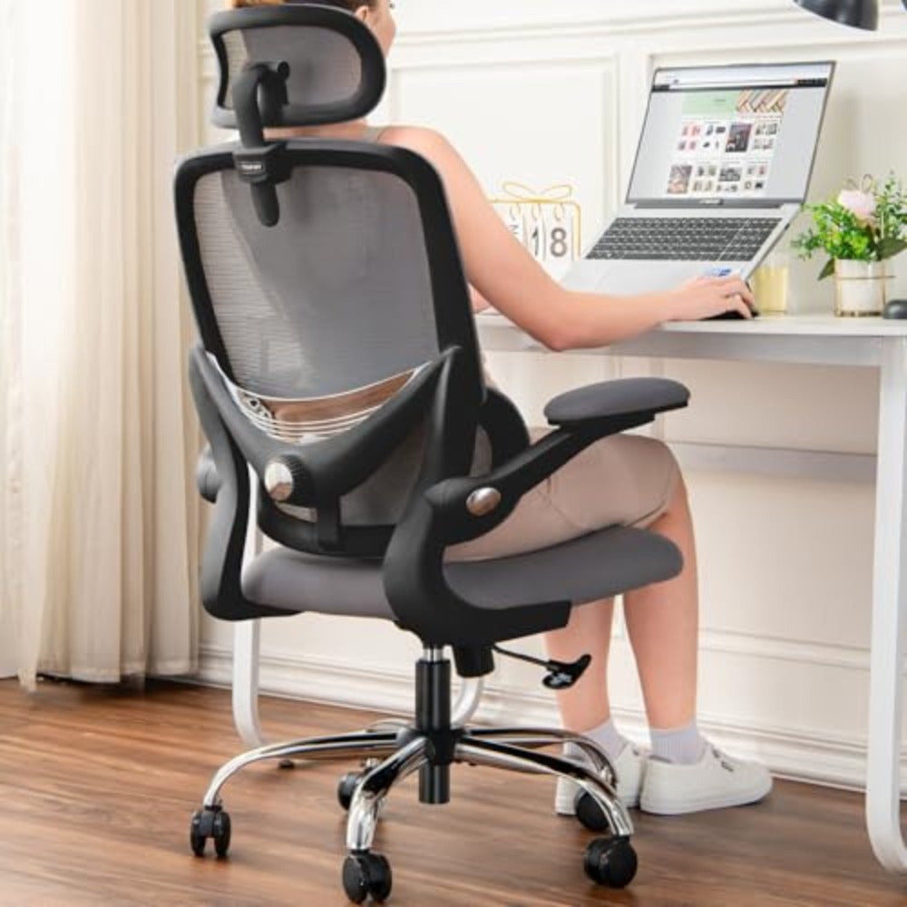 Ergonomic Mesh Office Chair with Adjustable Lumbar, Space-saving