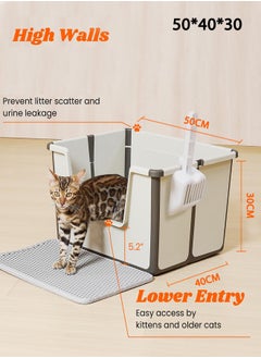 Generic Travel Portable Cat Litter Box, Foldable High Side Low Entry Cat Potty Pan, Open Top Litter Tray, Portable Travel Pet Litter Tray, Anti Splashing Non-Stick Pet Toilet With Scoop, Indoor And Outdoor  - Image 2