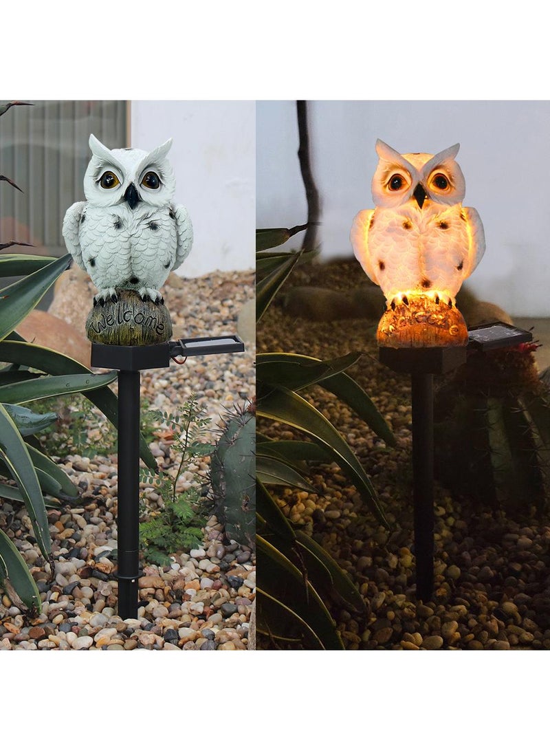 Loquat 2 Pieces Owl Shaped Solar LED Lights Effect Garden Light Auto On OR Off Dust To Dawn Outdoor Waterproof Landscape Decoration Solar Powered Security Torch Light - Image 1