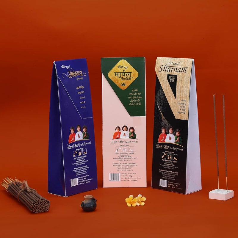 Parnami Marvel Eco Agarbatti BoxAnanda Eco Agarbatti BoxSharnam Eco Agarbatti Box Combo 3 Pack of Incense Sticks Parnami Agarbatti  - Image 4