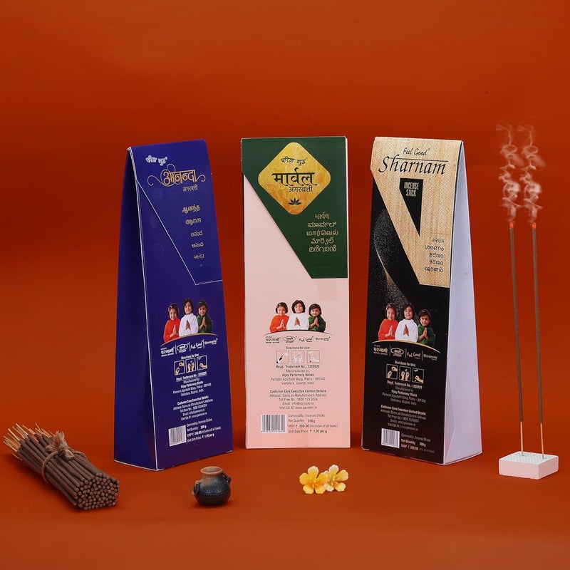 Parnami Marvel Eco Agarbatti BoxAnanda Eco Agarbatti BoxSharnam Eco Agarbatti Box Combo 3 Pack of Incense Sticks Parnami Agarbatti  - Image 3