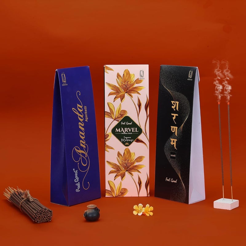 Parnami Marvel Eco Agarbatti BoxAnanda Eco Agarbatti BoxSharnam Eco Agarbatti Box Combo 3 Pack of Incense Sticks Parnami Agarbatti  - Image 1