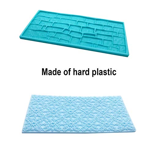 Markeny 6 Pack Fondant Impression Mat Set Cake Decor Mold Set-Embossed Tree Bark/Flower/Cobblestone Texture Design Sugarcraft Decor Tool for Chocolate Cupcake Topper Wedding Cake - Image 3