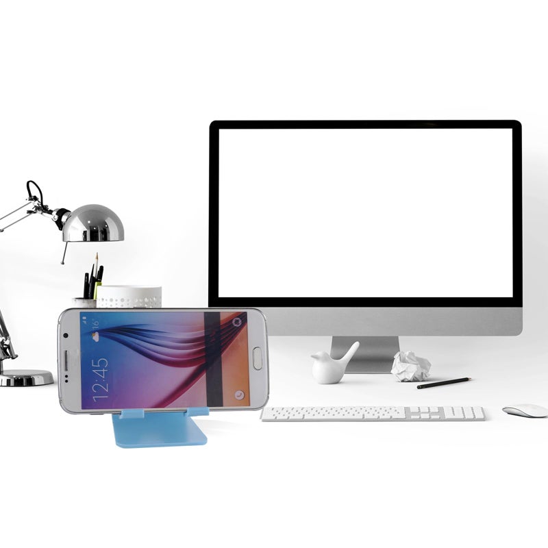 Blue Portable Plastic Desktop Phone Stand Holder Compatible with Smartphones and Tablets - Image 4