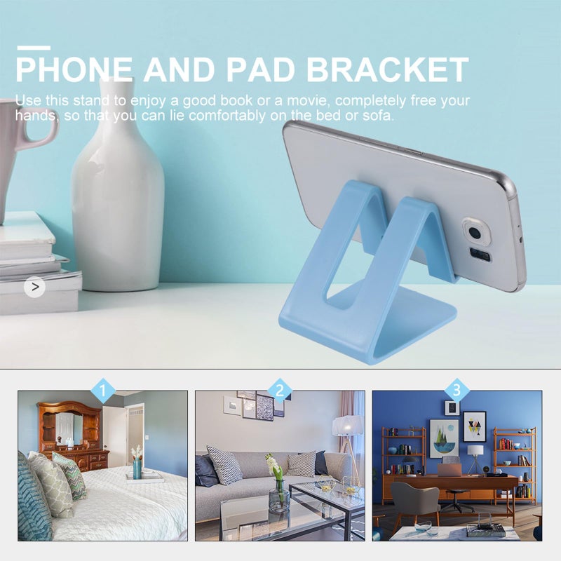 Blue Portable Plastic Desktop Phone Stand Holder Compatible with Smartphones and Tablets - Image 5