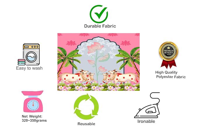 Bague Backdrop Cloth for Haldi New House Ceremony Home Decoration Cloth for All Functions and Photography 8 X 5 Feet (Light Pink with Coconut Tree) - Image 3