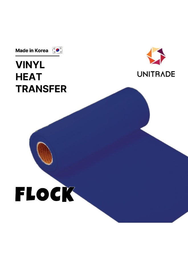 UNITRADE® Flock Navy Heat Transfer Vinyl Roll - 51cm x 25m / Compatible with Cricut, Silhouette, Professional Cutters / CPSIA Certified / Made in Korea - Image 1