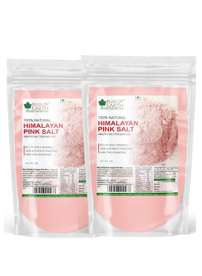 BLISS OF EARTH Bliss Of Earth 2KG Fine Powder Pakistani Himalayan Pink Salt Non Iodized For Weight Loss & Healthy Cooking Natural Substitute Of White Salt  - Image 1