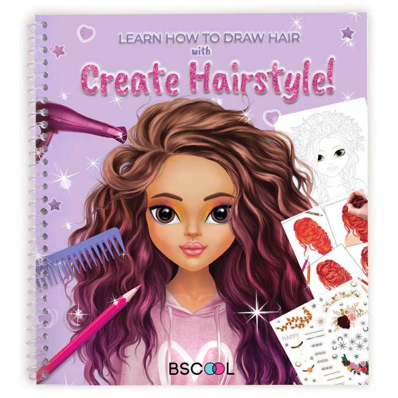 BSCOOL - Drawing, Coloring & Activity Book. Create Hairstyles with Stickers and Guides. Fashion Design Sketchbook for Kids 5 and up. Little Designer Book - Fashion Design for Kids. Easter Gift - Image 1