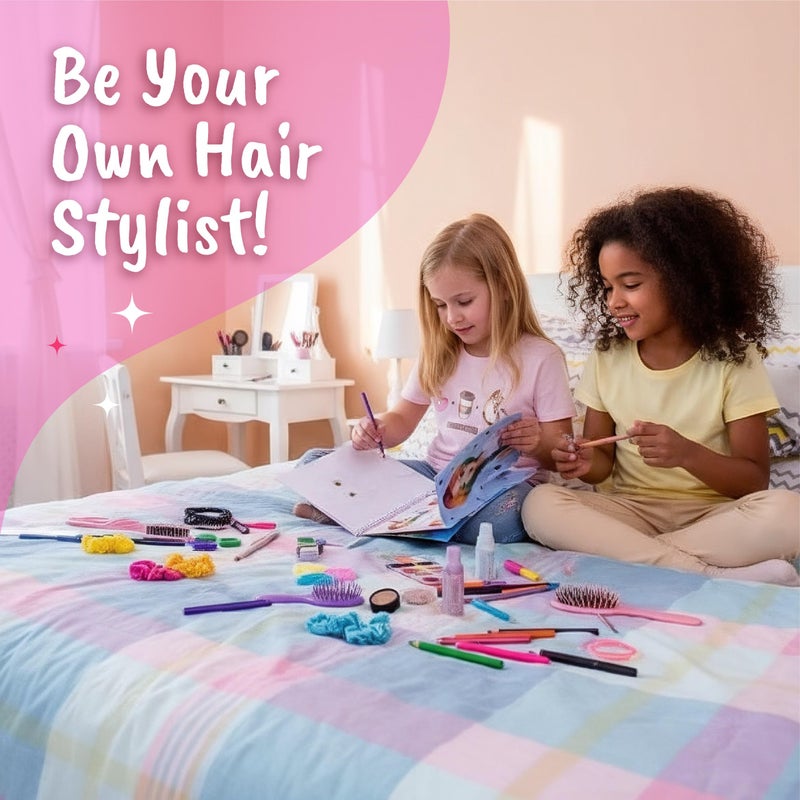 BSCOOL - Drawing, Coloring & Activity Book. Create Hairstyles with Stickers and Guides. Fashion Design Sketchbook for Kids 5 and up. Little Designer Book - Fashion Design for Kids. Easter Gift - Image 4