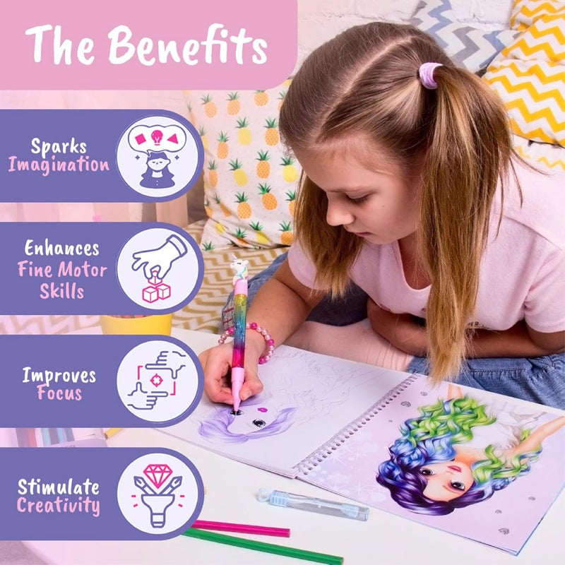 BSCOOL - Drawing, Coloring & Activity Book. Create Hairstyles with Stickers and Guides. Fashion Design Sketchbook for Kids 5 and up. Little Designer Book - Fashion Design for Kids. Easter Gift - Image 3