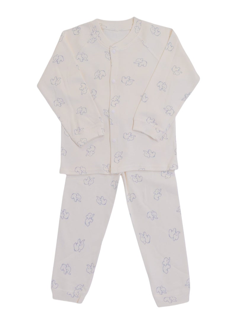 Baby 2-Piece Cotton Blend Outfit Set - Button Cardigan & Long Pants with Cuffed Sleeves and Ankles, 3 Prints, 3-24 Months  - Image 2