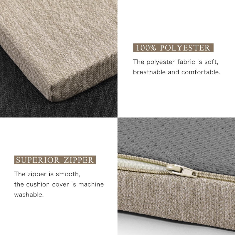 baibu 48 Inch Classic Solid Color Bench Cushion with Ties, Non-Slip Indoor Outdoor Rectangle Bench Seat Cushion Standard Size Foam Pad with Machine Washable Cover (Beige, 48x16x1.5in) - Image 4