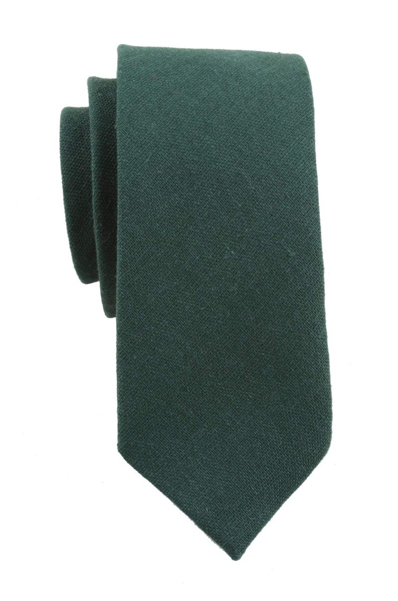 LEVAO Men's Cotton Skinny Necktie Solid Color Tie Green260 - Image 2