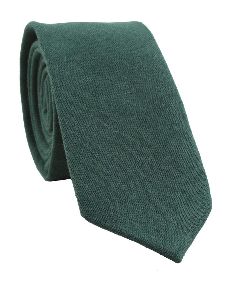 LEVAO Men's Cotton Skinny Necktie Solid Color Tie Green260 - Image 4