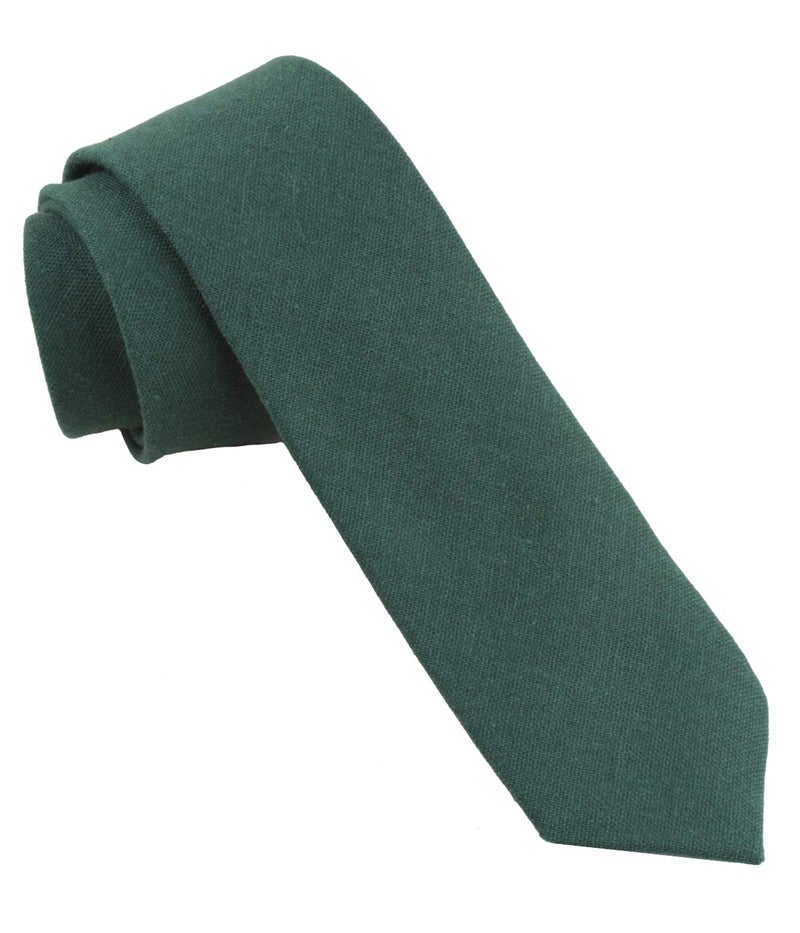 LEVAO Men's Cotton Skinny Necktie Solid Color Tie Green260 - Image 3