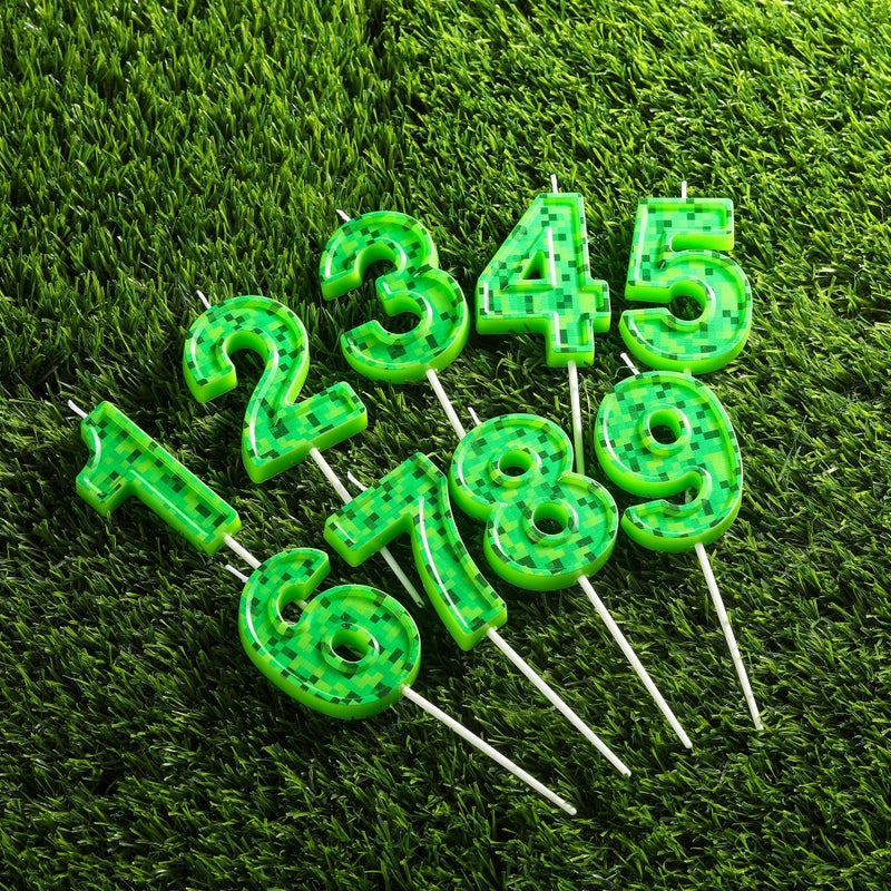 PHD CAKE 2.76 Inch Number 8 Pixel Birthday Candles, Green Miner Number Candles, Cake Number Candles, Party Celebration, Style Candle - Image 5