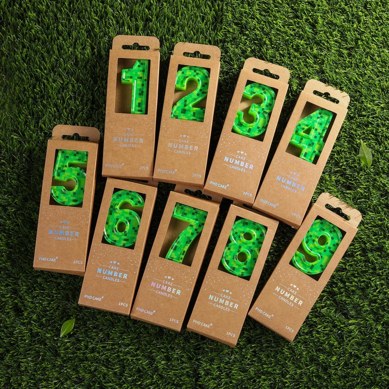 PHD CAKE 2.76 Inch Number 8 Pixel Birthday Candles, Green Miner Number Candles, Cake Number Candles, Party Celebration, Style Candle - Image 4