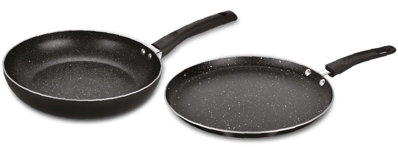 Bergner Stone Plus Non Stick Cookware Set 2Pc-Dosa Tawa 28cm,Frypan 24cm with Induction Compatible, Bakelite Handles, PFOA Free, Grey - Image 5