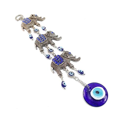 Persofine Blue Evil Eye Wall Hanging Pendant Decor,Turkish Nazar Amulet Elephant Decor for Home - Image 1