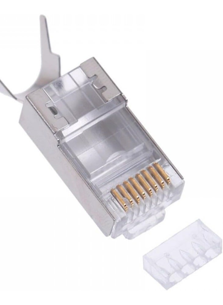 Tortox RJ45 CAT7 UTP Network Connector (100 pcs) With High-Speed RJ45 Ends, Swallowtail Clip Design, Up to 600 MHz 10Gbps, Gold Plated Contacts,  Interference-Free Data Transfer - Image 1