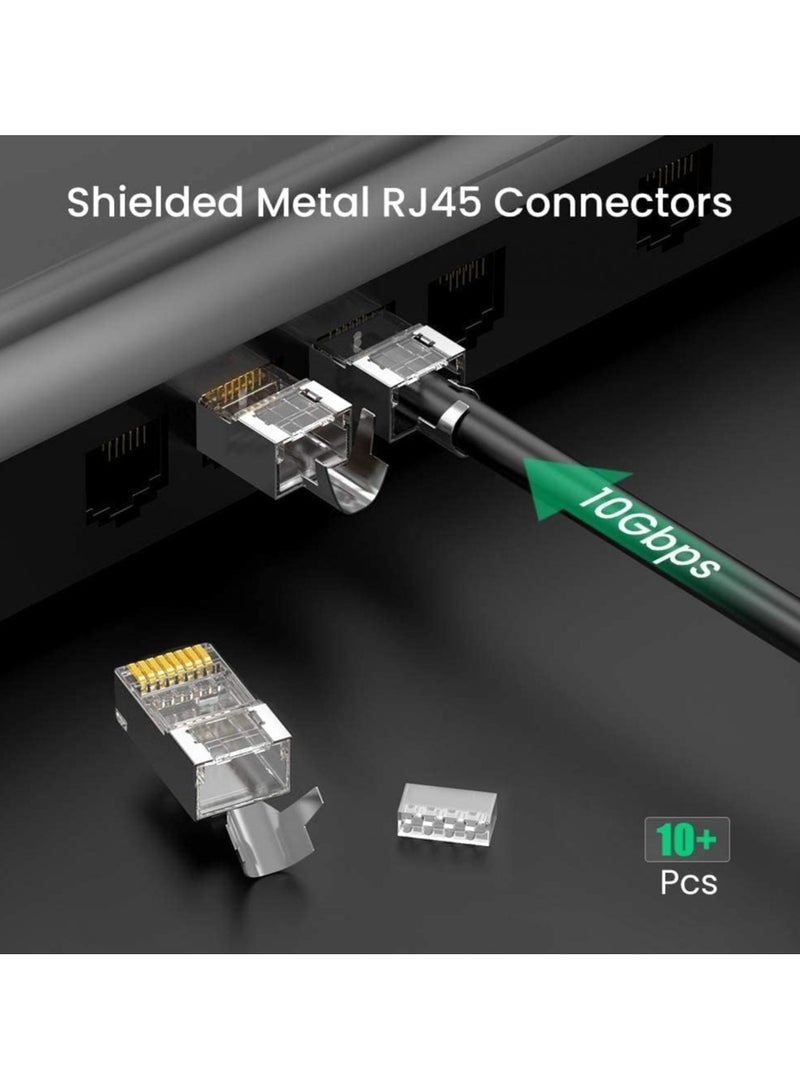 Tortox RJ45 CAT7 UTP Network Connector (100 pcs) With High-Speed RJ45 Ends, Swallowtail Clip Design, Up to 600 MHz 10Gbps, Gold Plated Contacts,  Interference-Free Data Transfer - Image 2