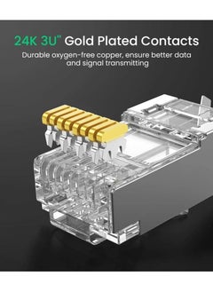 Tortox Tortox RJ45 CAT7 UTP Network Connector (100 pcs) With High-Speed RJ45 Ends, Swallowtail Clip Design, Up to 600 MHz 10Gbps, Gold Plated Contacts,  Interference-Free Data Transfer  - Image 4