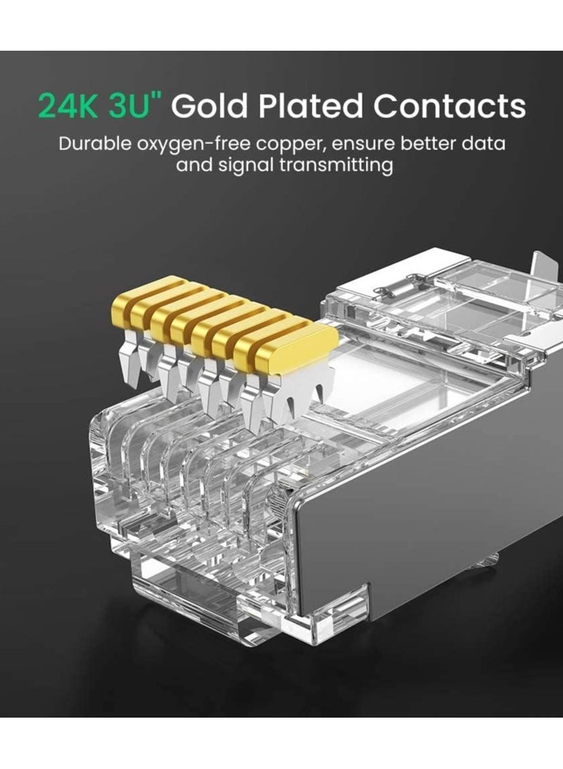 Tortox RJ45 CAT7 UTP Network Connector (100 pcs) With High-Speed RJ45 Ends, Swallowtail Clip Design, Up to 600 MHz 10Gbps, Gold Plated Contacts,  Interference-Free Data Transfer - Image 4