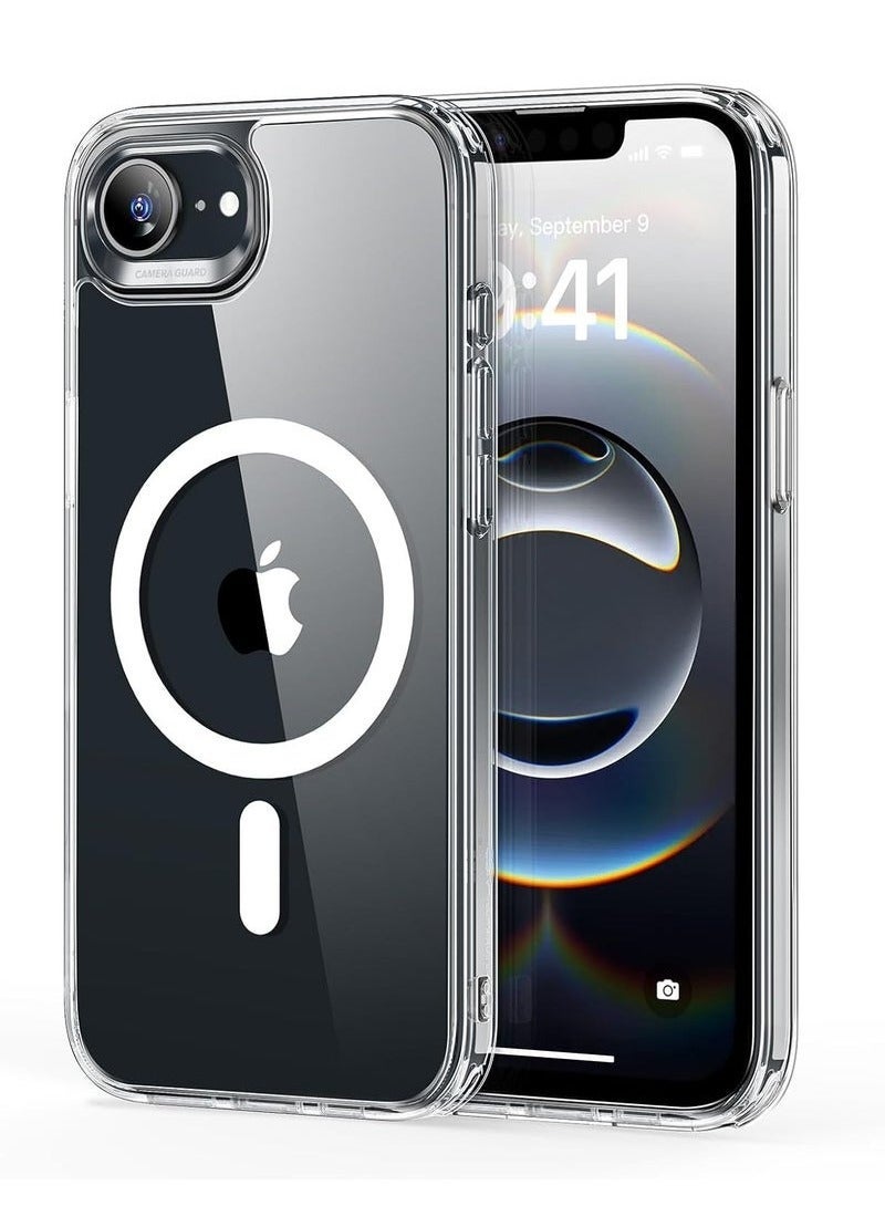 NEW iPhone 16e Case Cover Crystal Clear, Magnetic Support for Wireless Charging, Anti-Yellowing, Shockproof, Camera Protection Cover for iPhone 16e 6.1-Inch, Durable and Stylish Case for Ultimate Protection