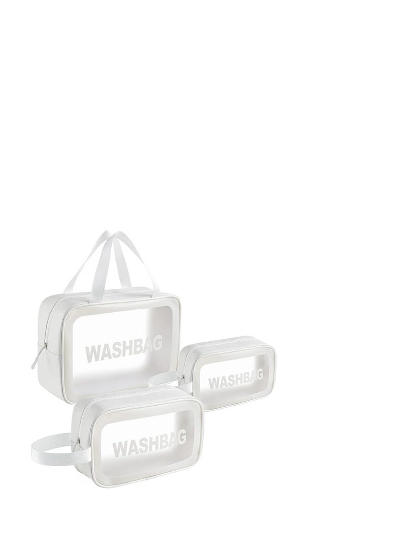 Transparent Makeup Bag – Set of 3 Waterproof Travel Wash Bags & Cosmetic Organizers - Image 1