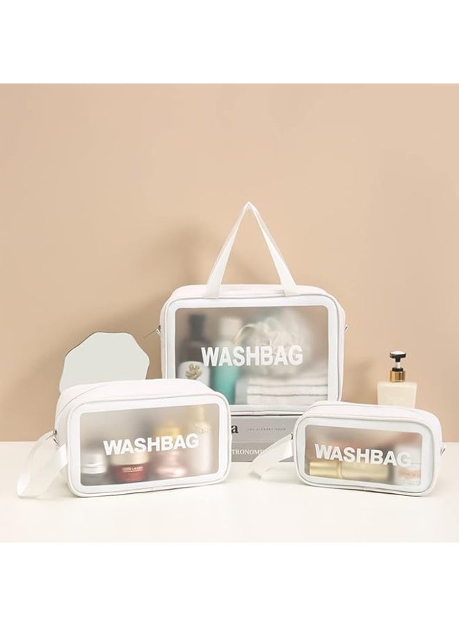 Transparent Makeup Bag – Set of 3 Waterproof Travel Wash Bags & Cosmetic Organizers - Image 4