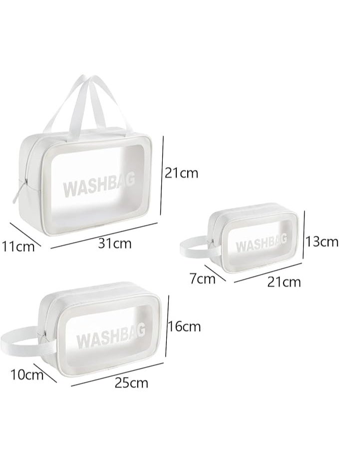 Transparent Makeup Bag – Set of 3 Waterproof Travel Wash Bags & Cosmetic Organizers - Image 2