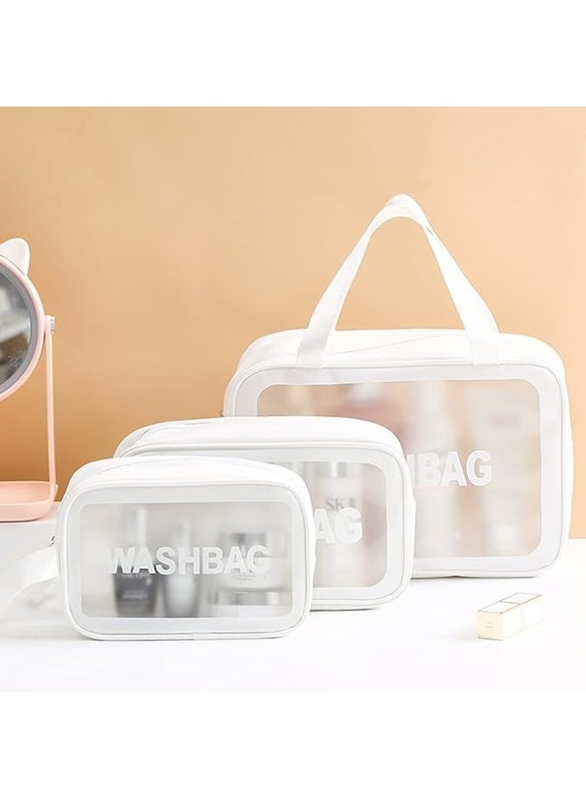 Transparent Makeup Bag – Set of 3 Waterproof Travel Wash Bags & Cosmetic Organizers - Image 3
