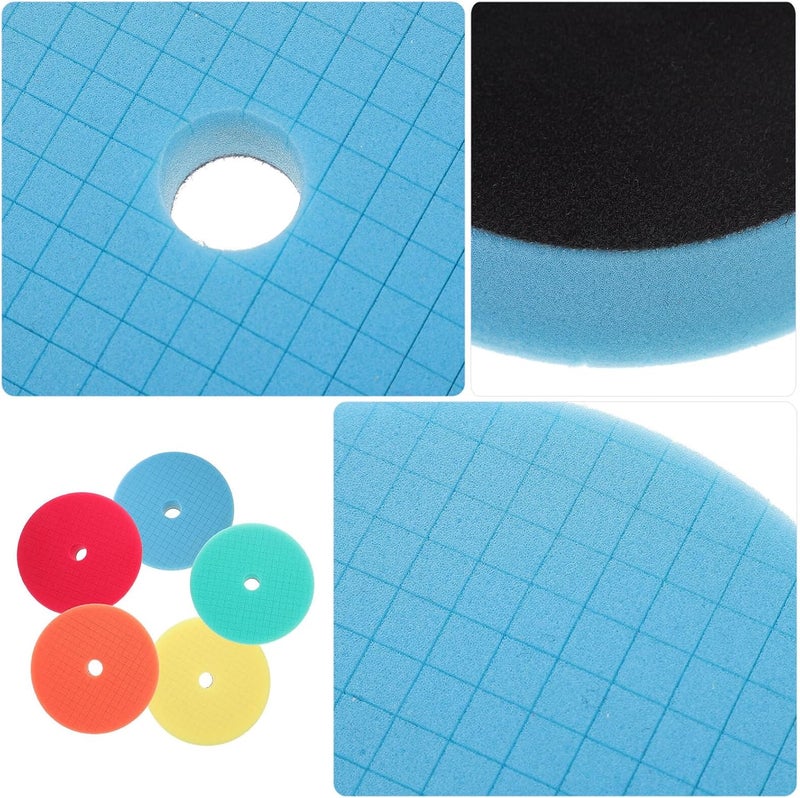 5pcs Car Buffer Sponge Pads for Drill Polisher, Waxing and Polishing Wheel Kit with Self-Adhesive Backing, Multi-Color Polishing Buffing Pads for Auto Detailing and Sealing - Image 3