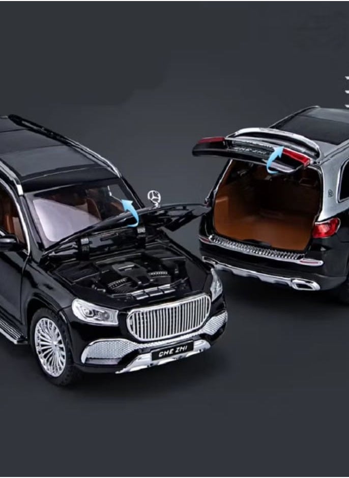 1:24 Maybach GLS GLS600 Luxury Alloy Car Model, Metal Diecast Toy Car, Pull Back Chain with Sound and Light (Black)  - Image 3