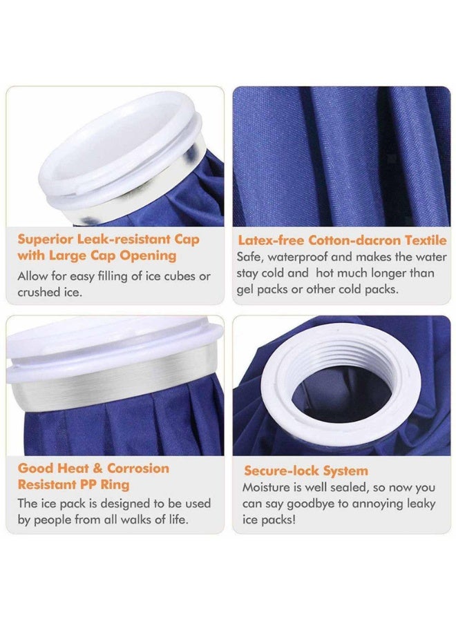 SIGood 2 Ice Packs with Blue Strap and 2 Elastic Bands, Injuries Reusable Ice Cold Packs, Hot Water Bag Ice Bag for Hot & Cold Therapy and Pain Relief, 2 Sizes (9/11’’) Ice Cube Bags - Image 2