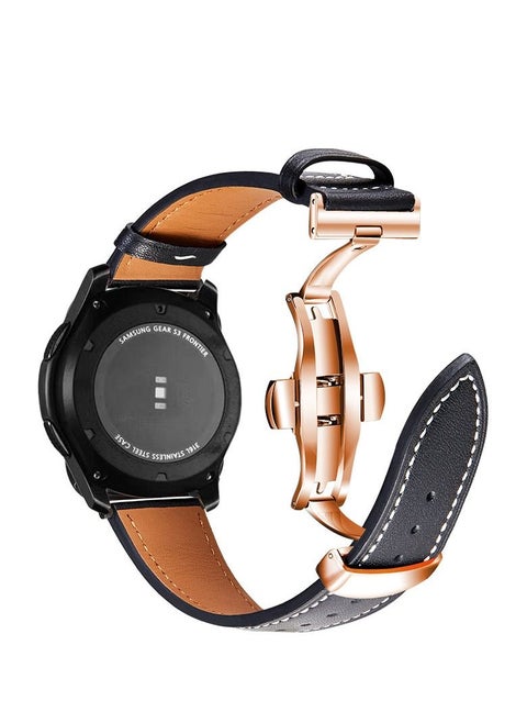 Suitable for Galaxy watch3 Active2 butterfly buckle Huawei Samsung watch genuine leather strap 20mm